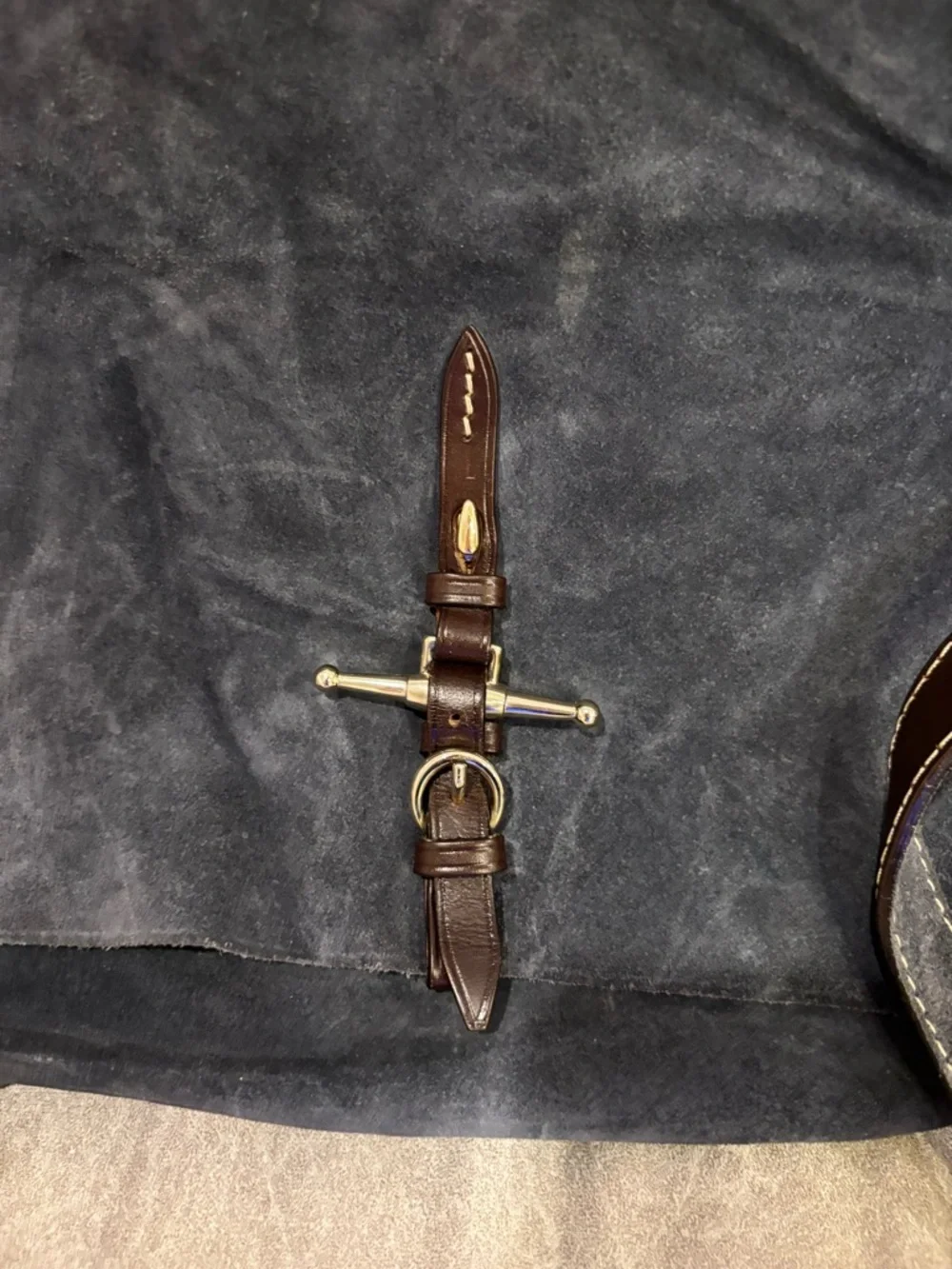 Dooney & Bourke Navy Suede Messenger with Brown Leather Trim